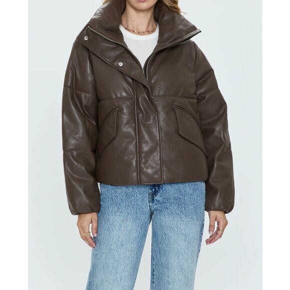 Pistola Women Quilted Faux Leather Puffer Jacket - Picture 1 of 8